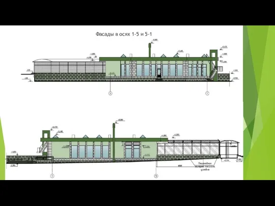 Фасады в осях 1-5 и 5-1