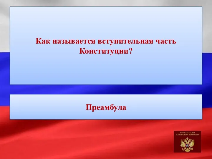 Как называется вступительная часть Конституции? Преамбула