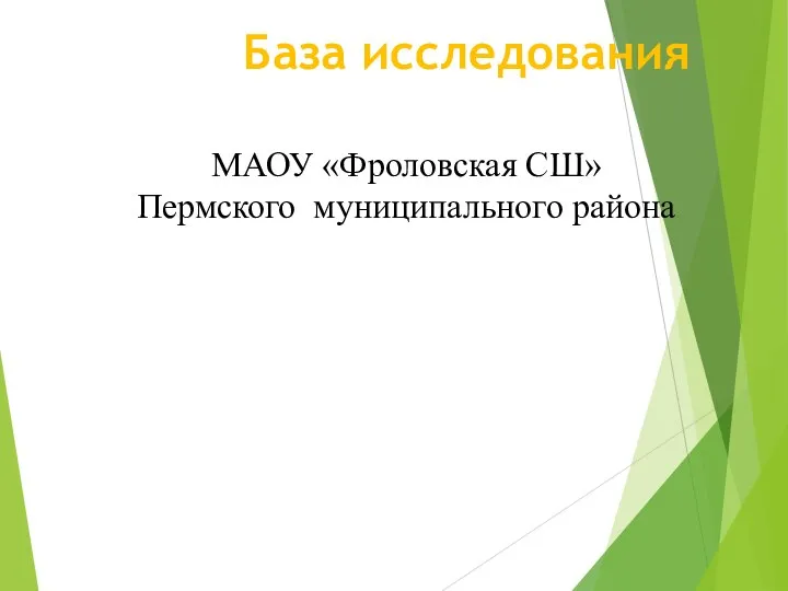 База исследования МАОУ «Фроловская СШ» Пермского муниципального района