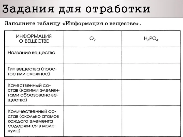 Задания для отработки