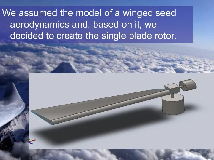 We assumed the model of a winged seed aerodynamics and, based