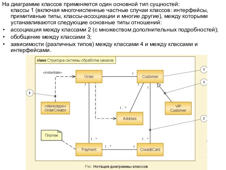 На диаграмме классов применяется один основной тип сущностей: классы 1 (включая