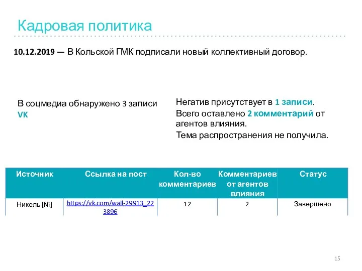 Кадровая политика 10.12.2019 — В Кольской ГМК подписали новый коллективный договор.