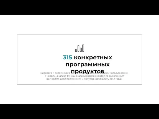 315 конкретных программных продуктов мирового и российского рынка с учетом возможности