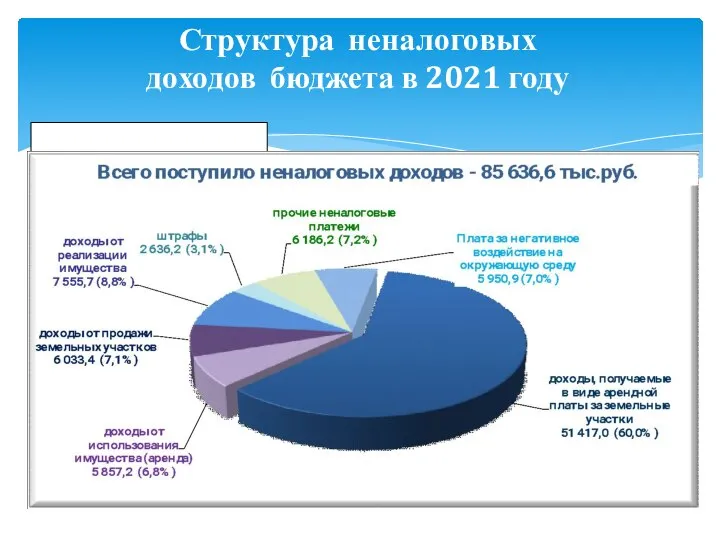 Структура неналоговых доходов бюджета в 2021 году