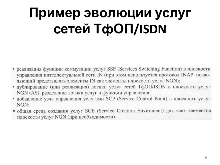 Пример эволюции услуг сетей ТфОП/ISDN