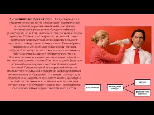 Активационная теория Линдсли. Центральную роль в обеспечении эмоций в этой теории