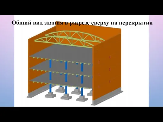 Общий вид здания в разрезе сверху на перекрытия.