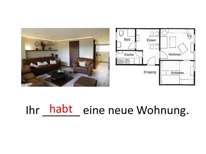 habt Ihr ______ eine neue Wohnung. Tom