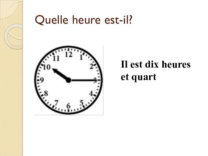 Quelle heure est-il? Il est dix heures et quart