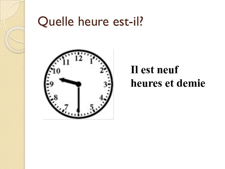 Quelle heure est-il? Il est neuf heures et demie