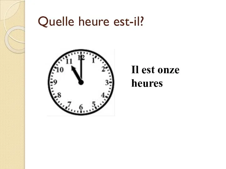 Quelle heure est-il? Il est onze heures