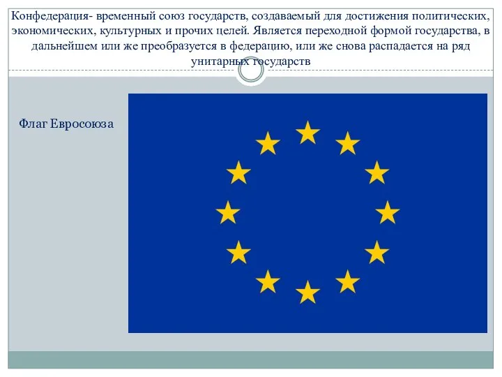 Конфедерация- временный союз государств, создаваемый для достижения политических, экономических, культурных и