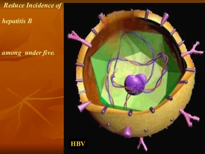 Reduce Incidence of hepatitis B among under five. HBV