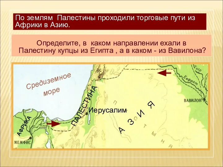 А З И Я По землям Палестины проходили торговые пути из