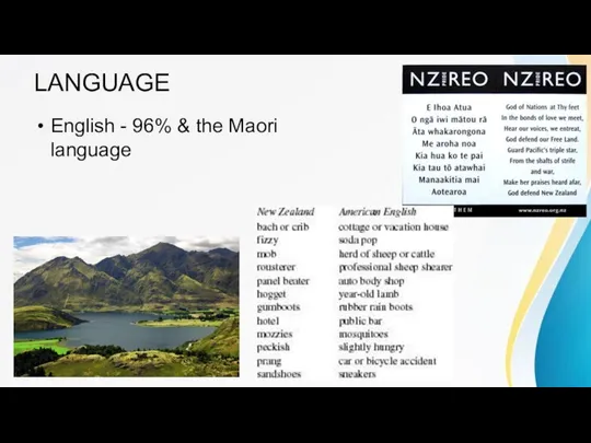 LANGUAGE English - 96% & the Maori language