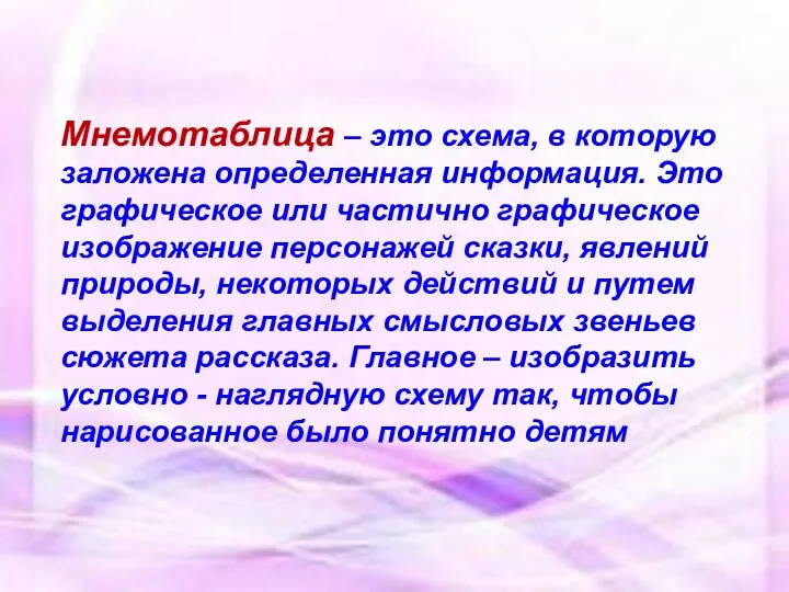 Мнемотаблица – это схема, в которую заложена определенная информация. Это графическое