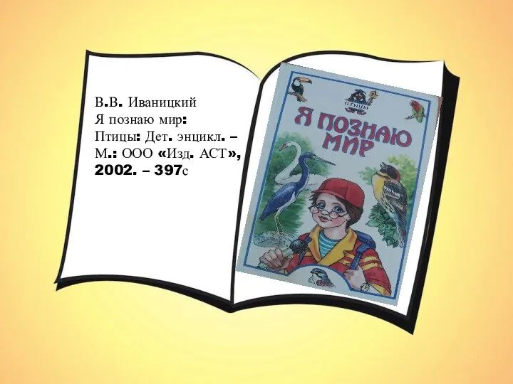 В.В. Иваницкий Я познаю мир: Птицы: Дет. энцикл. – М.: ООО «Изд. АСТ», 2002. – 397с