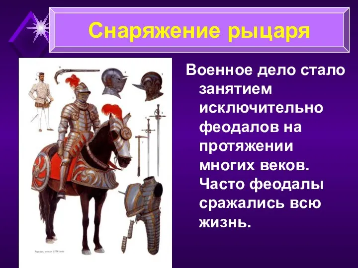 Военное дело стало занятием исключительно феодалов на протяжении многих веков. Часто