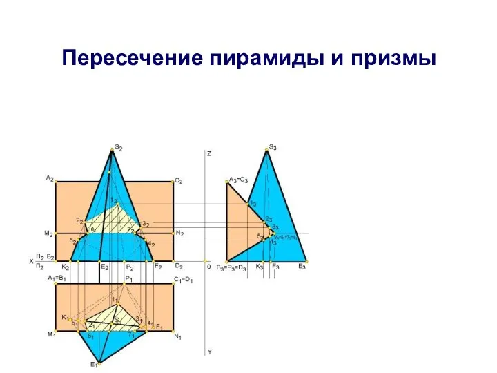 Пересечение пирамиды и призмы