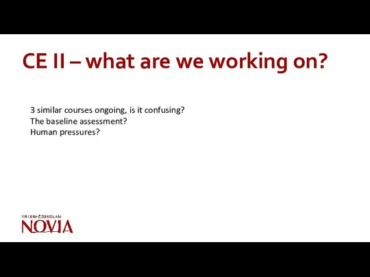 CE II – what are we working on? 3 similar courses