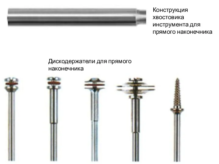 Конструкция хвостовика инструмента для прямого наконечника Дискодержатели для прямого наконечника