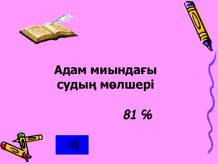 Адам миындағы судың мөлшері 81 ℅