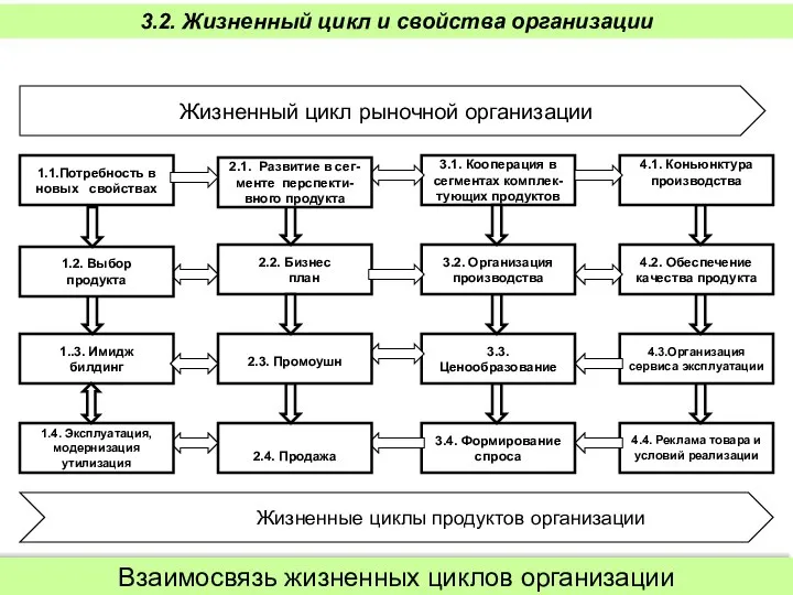 1.1.Потребность в новых свойствах Жизненный цикл рыночной организации 3.2. Жизненный цикл