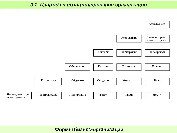 Соглашение Формы бизнес-организации 3.1. Природа и позиционирование организации