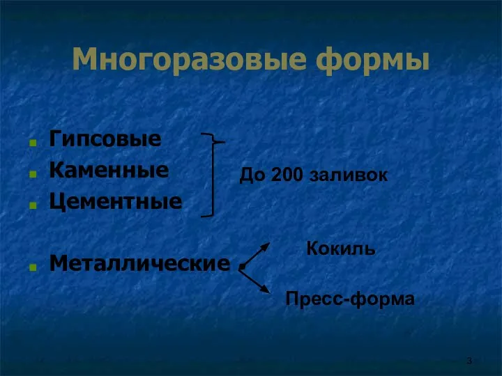 Многоразовые формы Гипсовые Каменные Цементные Металлические До 200 заливок Кокиль Пресс-форма