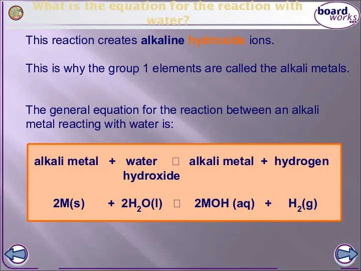 This reaction creates alkaline hydroxide ions. The general equation for the