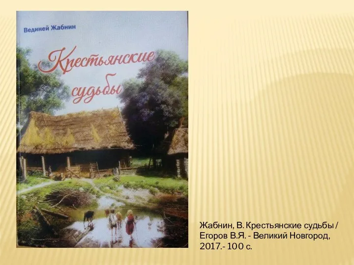 Жабнин, В. Крестьянские судьбы / Егоров В.Я. - Великий Новгород, 2017.- 100 с.