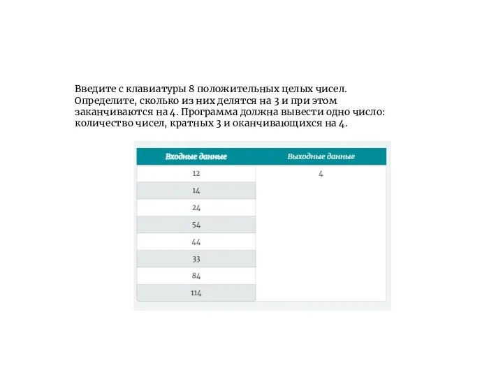 Введите с клавиатуры 8 положительных целых чисел. Определите, сколько из них