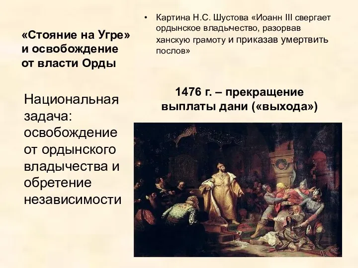 «Стояние на Угре» и освобождение от власти Орды Картина Н.С. Шустова