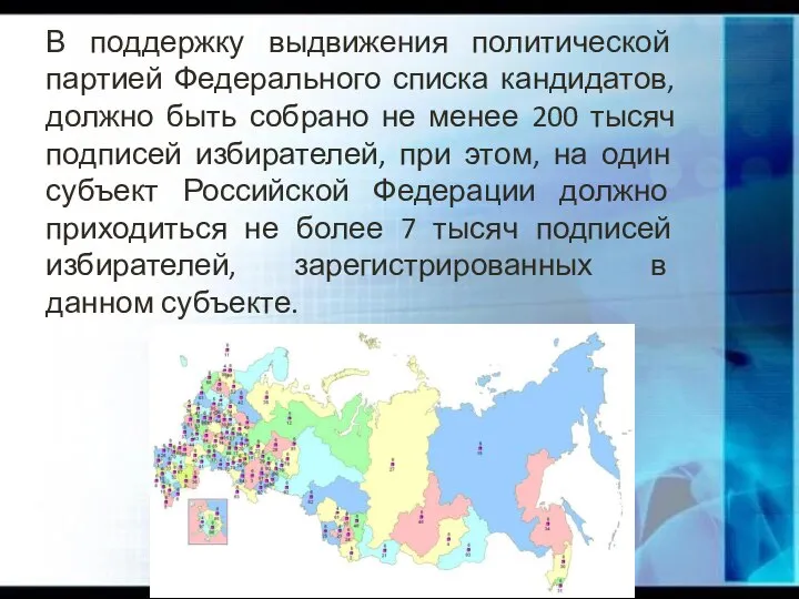 В поддержку выдвижения политической партией Федерального списка кандидатов, должно быть собрано