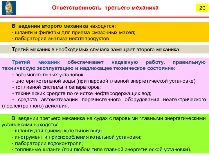 В ведении третьего механика на судах с паровыми главными энергетическими установками