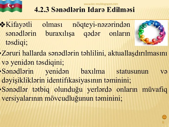 Kifayətli olması nöqteyi-nəzərindən sənədlərin buraxılışa qədər onların təsdiqi; 4.2.3 Sənədlərin Idarə