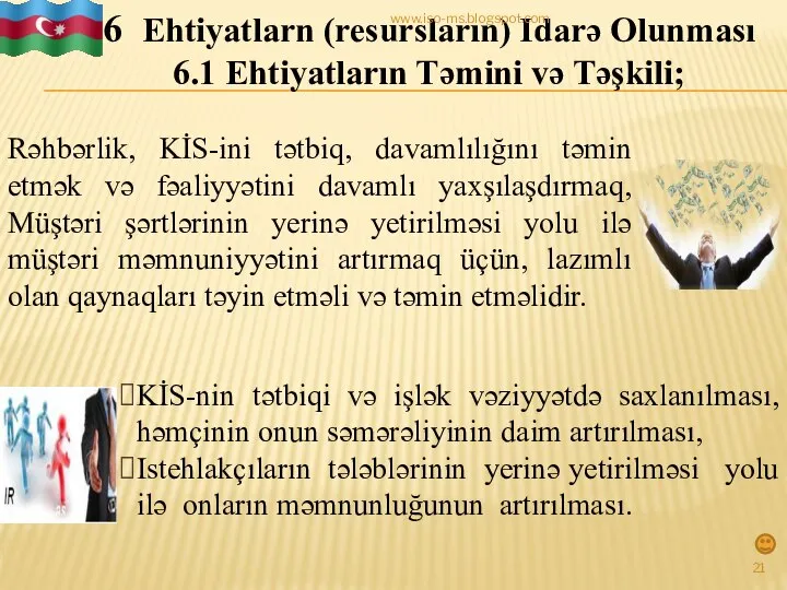 6 Ehtiyatlarn (resursların) Idarə Olunması 6.1 Ehtiyatların Təmini və Təşkili; KİS-nin