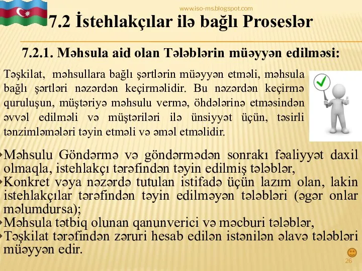 7.2.1. Məhsula aid olan Tələblərin müəyyən edilməsi: Məhsulu Göndərmə və göndərmədən