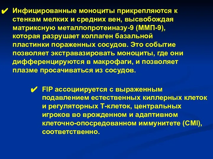 FIP ассоциируется с выраженным подавлением естественных киллерных клеток и регуляторных Т-клеток,