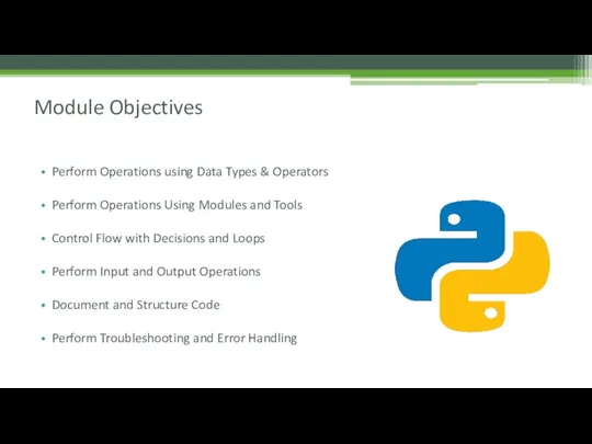 Perform Operations using Data Types & Operators Perform Operations Using Modules