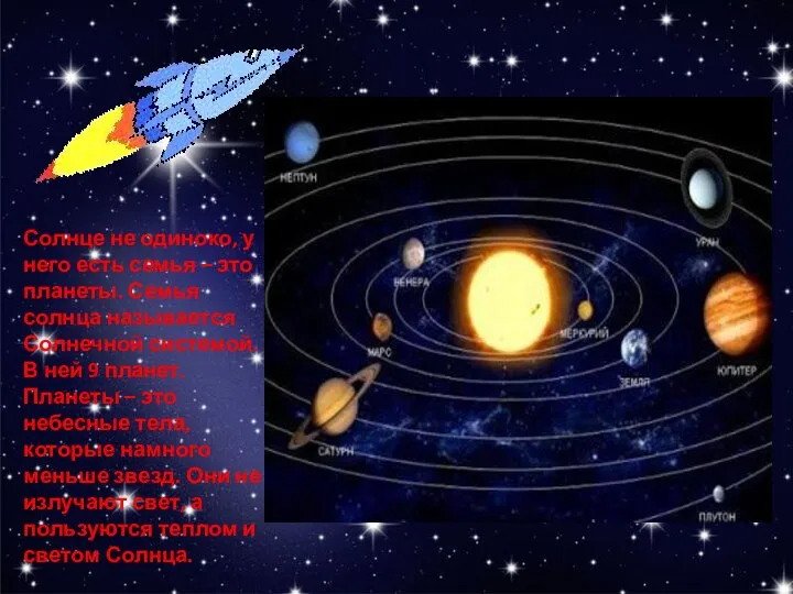 Солнце не одиноко, у него есть семья – это планеты. Семья