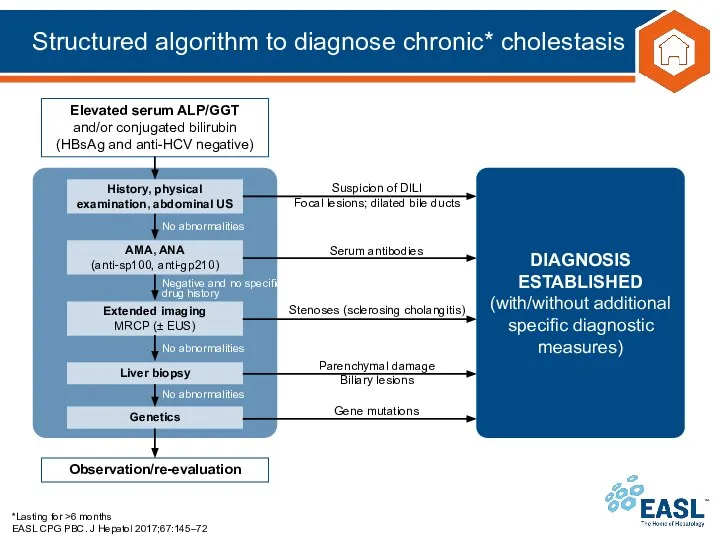 Structured algorithm to diagnose chronic* cholestasis *Lasting for >6 months EASL