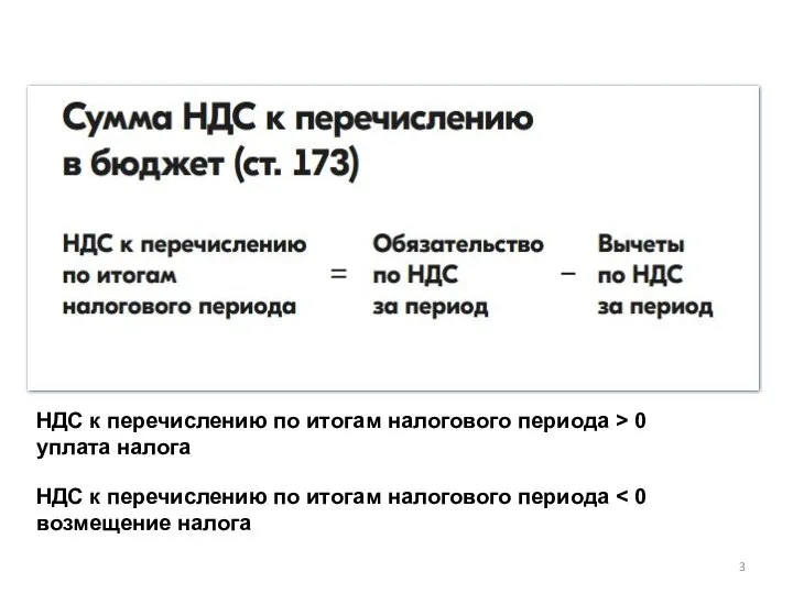 НДС к перечислению по итогам налогового периода > 0 уплата налога