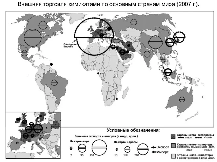 Внешняя торговля химикатами по основным странам мира (2007 г.).