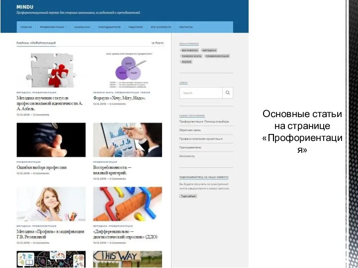 Основные статьи на странице «Профориентация»