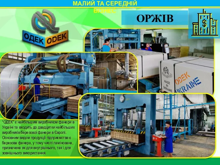 МАЛИЙ ТА СЕРЕДНІЙ БІЗНЕС “ОДЕК” є найбільшим виробником фанери в Україні