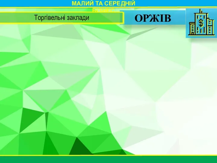 МАЛИЙ ТА СЕРЕДНІЙ БІЗНЕС ОРЖІВ Торгівельні заклади