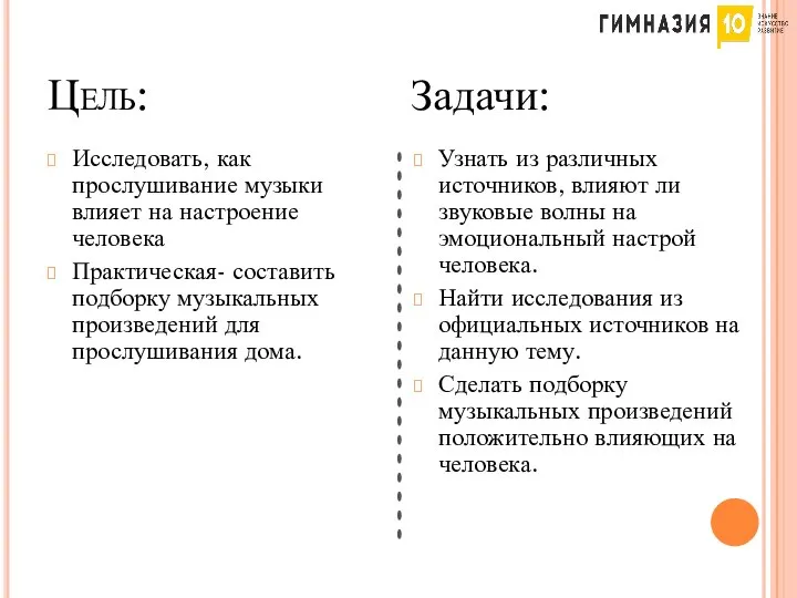 Цель: Исследовать, как прослушивание музыки влияет на настроение человека Практическая- составить