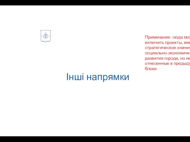 Інші напрямки Примечание: сюда можно включить проекты, имеющие стратегическое значение для